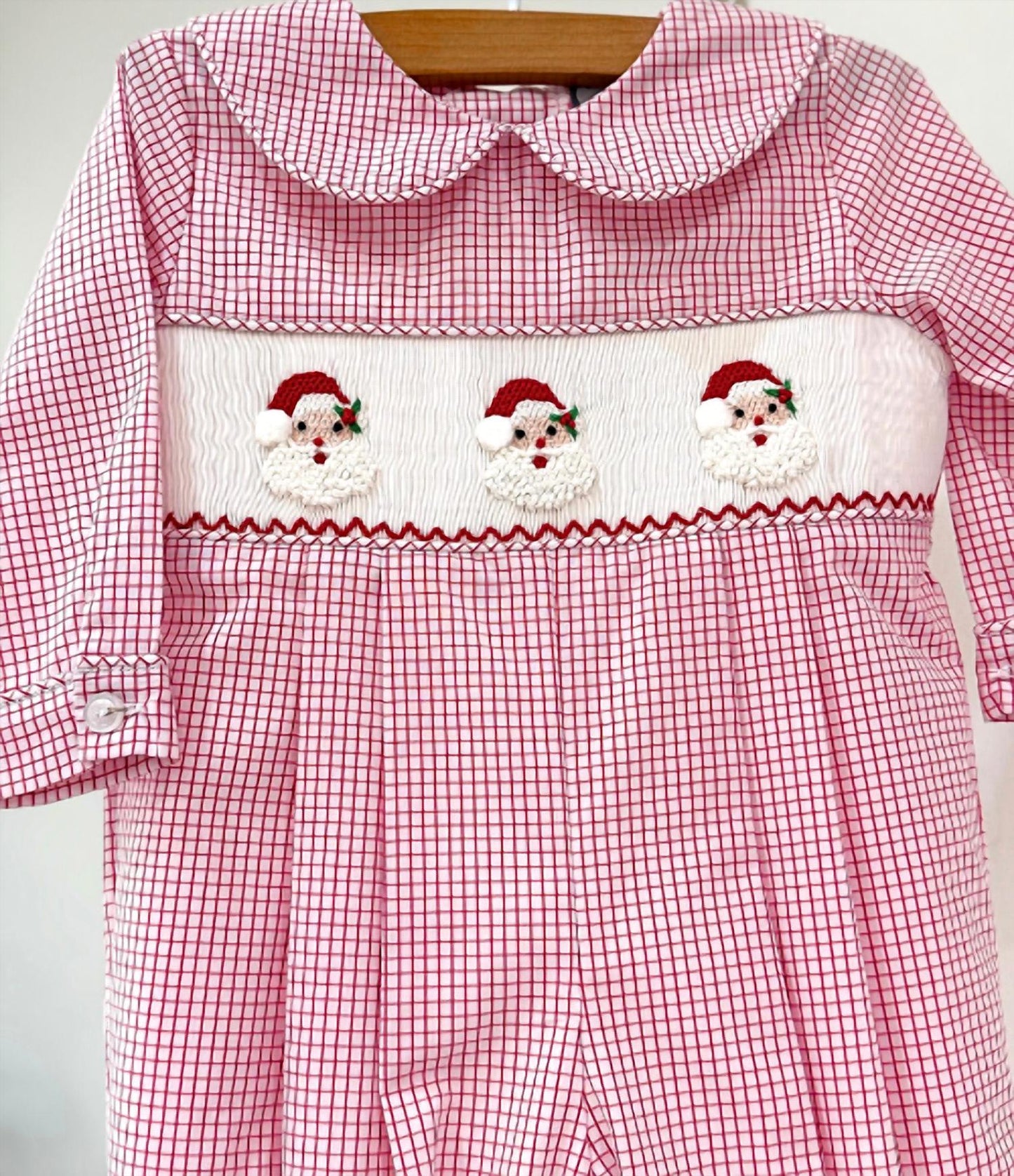 Kid's Smocked Santa Longall Romper