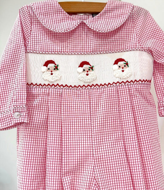 Kid's Smocked Santa Longall Romper