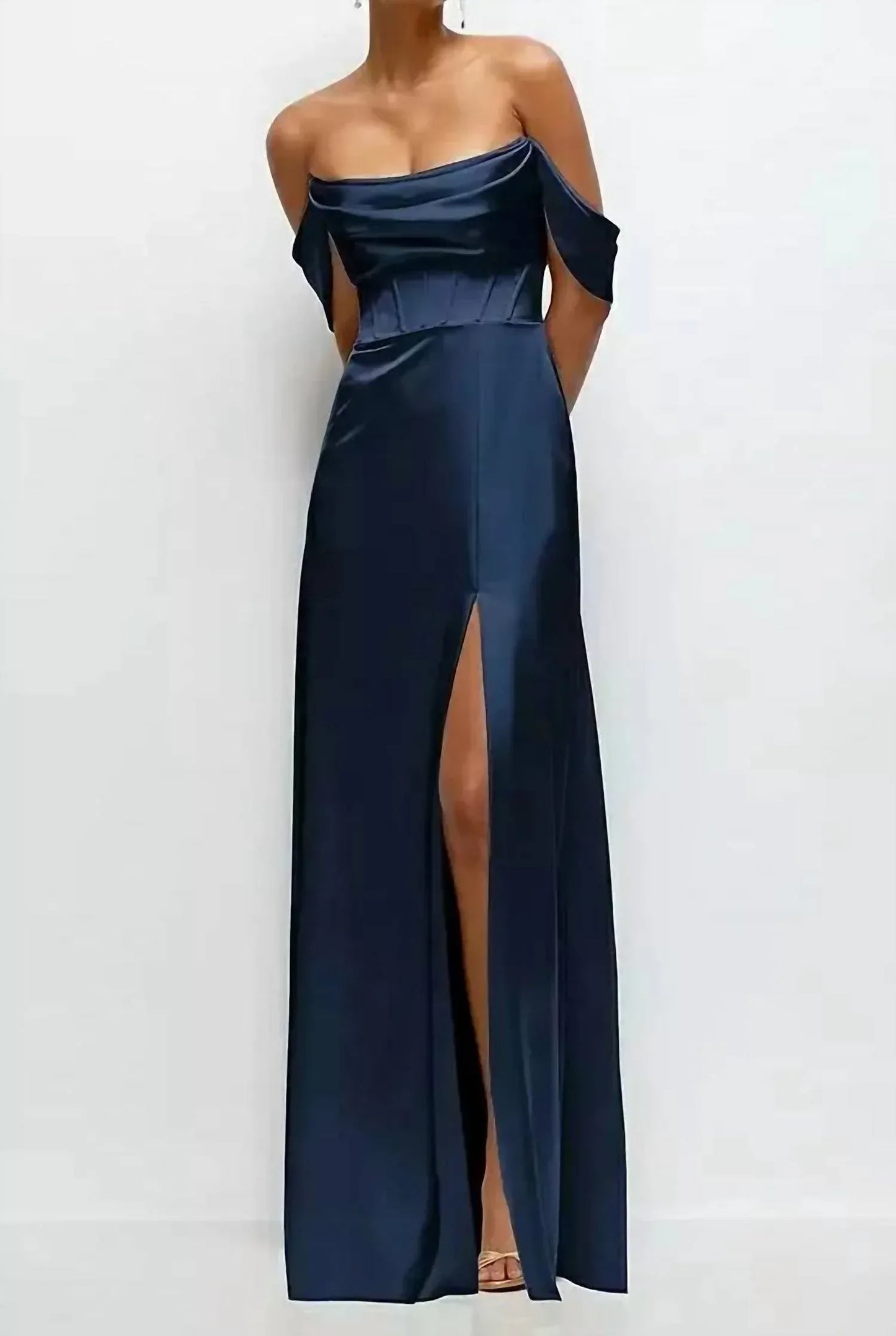 After Six - Satin Convertable Off-shoulder A-line Gown - Rack Hunt