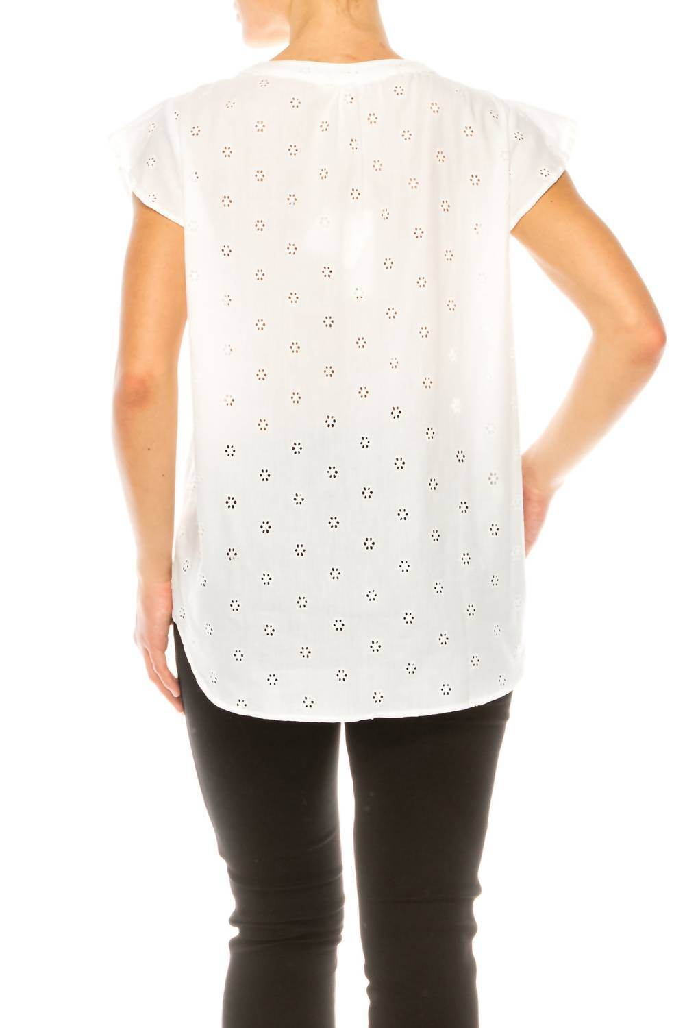 Grand & Greene - Floral Eyelet Cap Sleeve Top - Rack Hunt