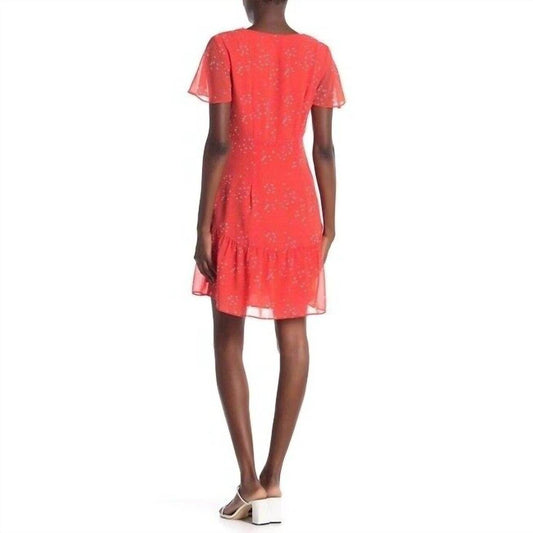 Willow & Clay - Heart Print Front Tie Ruffle Hem Chiffon Dress - Rack Hunt