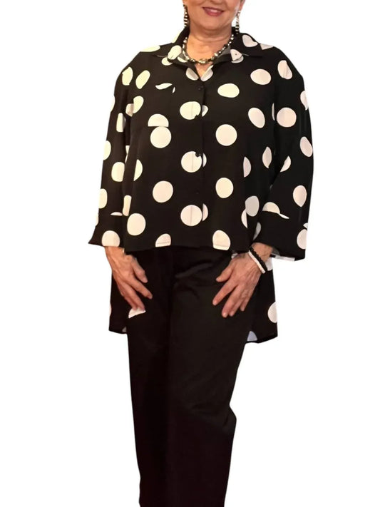 Diva USA - Collared Button-through Blouse With High-low Hem - Rack Hunt