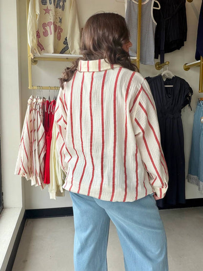 Women's Stripe Gauze Top