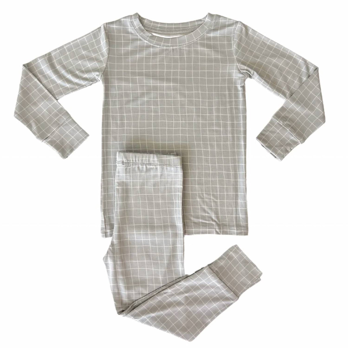 Kids' Grid Long Sleeve Two-piece Pajama Set