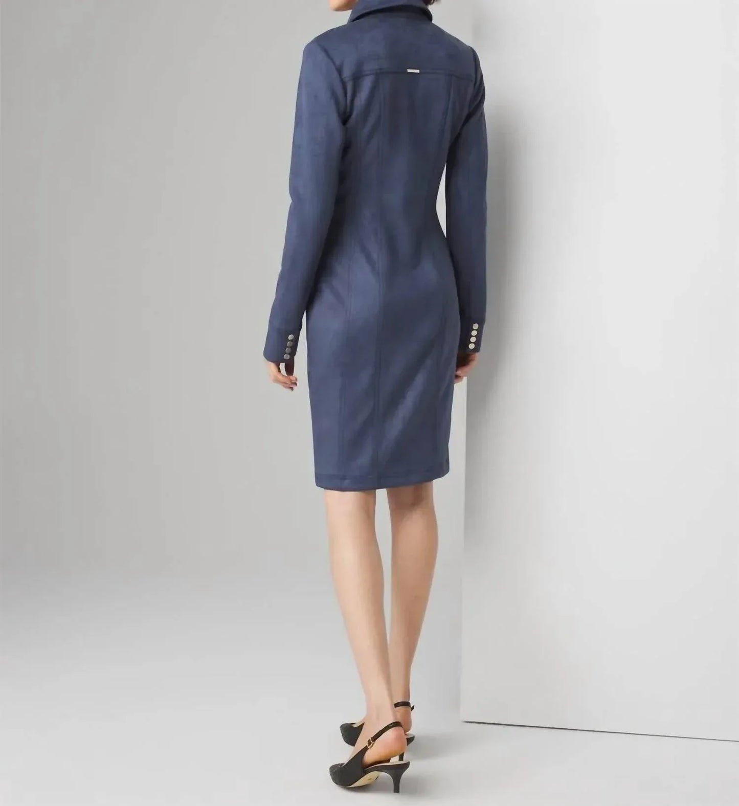 White House Black Market - Long Sleeve Faux Suede Shacket Dress - Rack Hunt