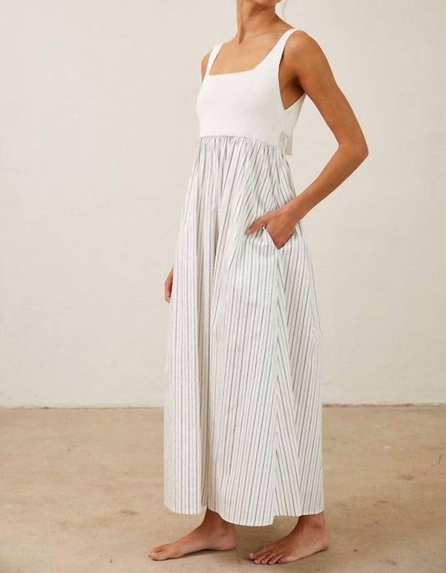 Ribbed Knit Bodice Maxi Dress
