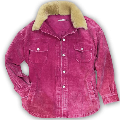 The Design Chambers - Aviator Barbie Corduroy Shacket with Sheephide Collar - Rack Hunt