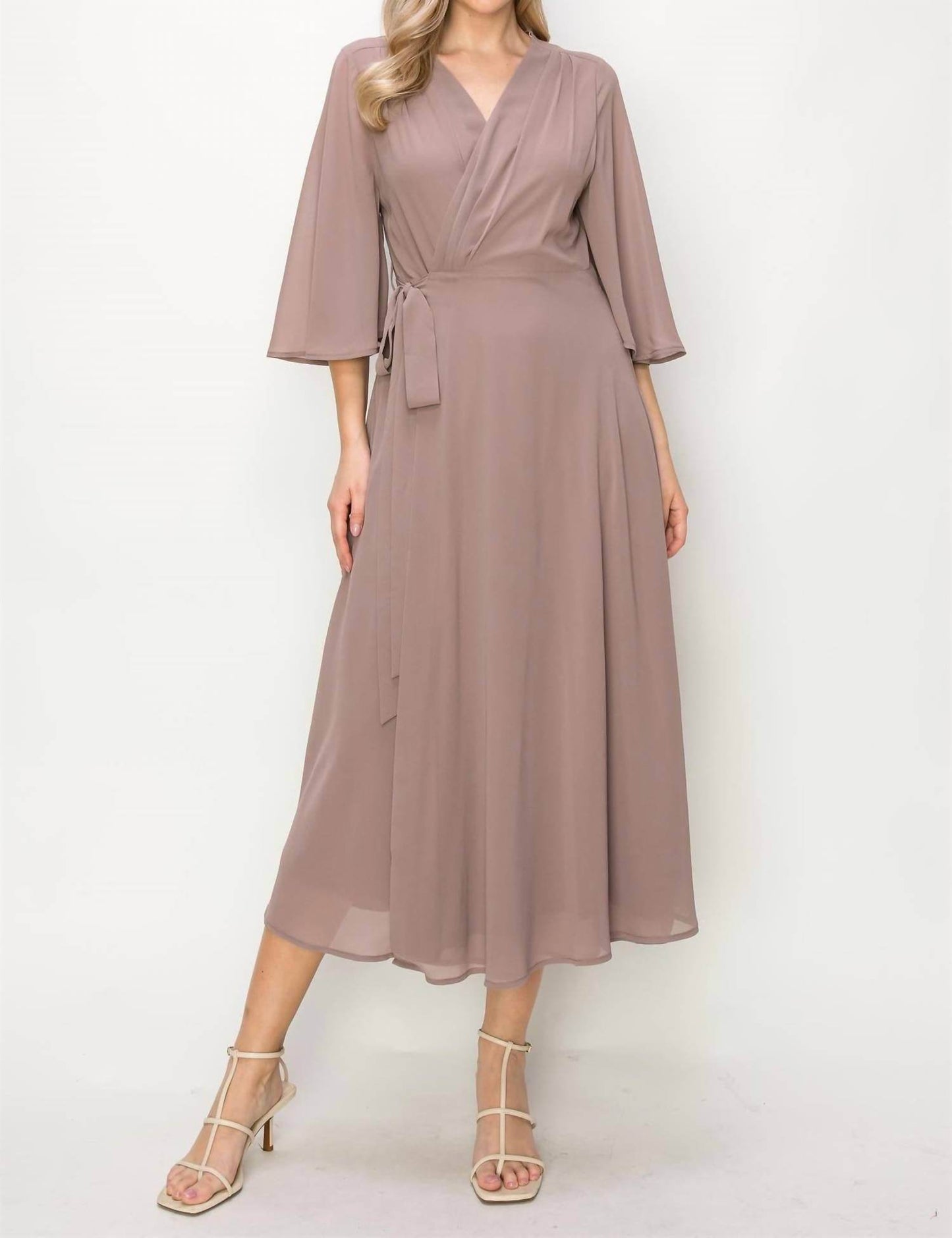 Onetheland - Wrap Knit V Neck Midi Dress - Rack Hunt -