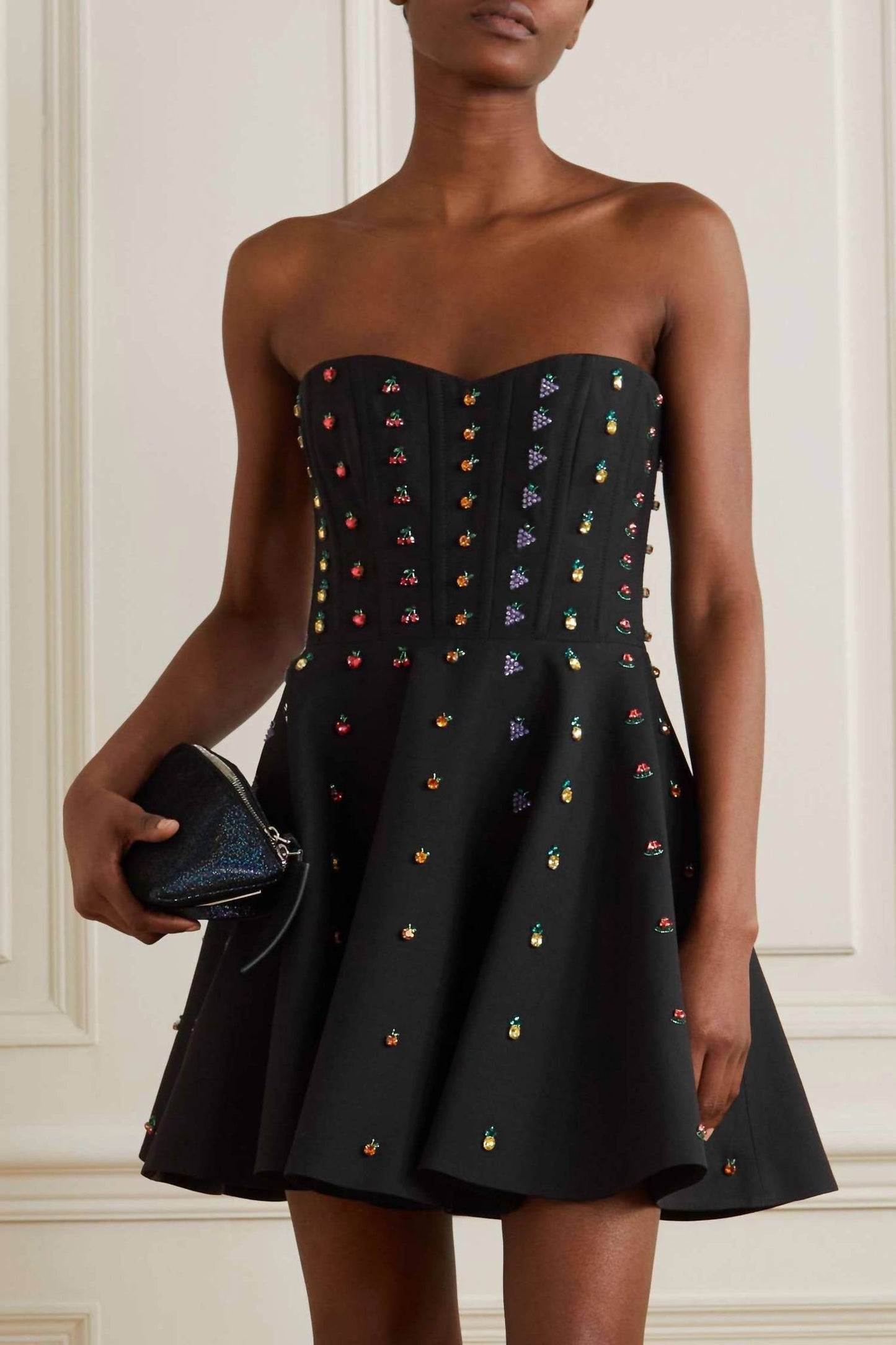 Valentino - Strapless Crystal-embellished Wool And Silk-blend Mini Dress - Rack Hunt
