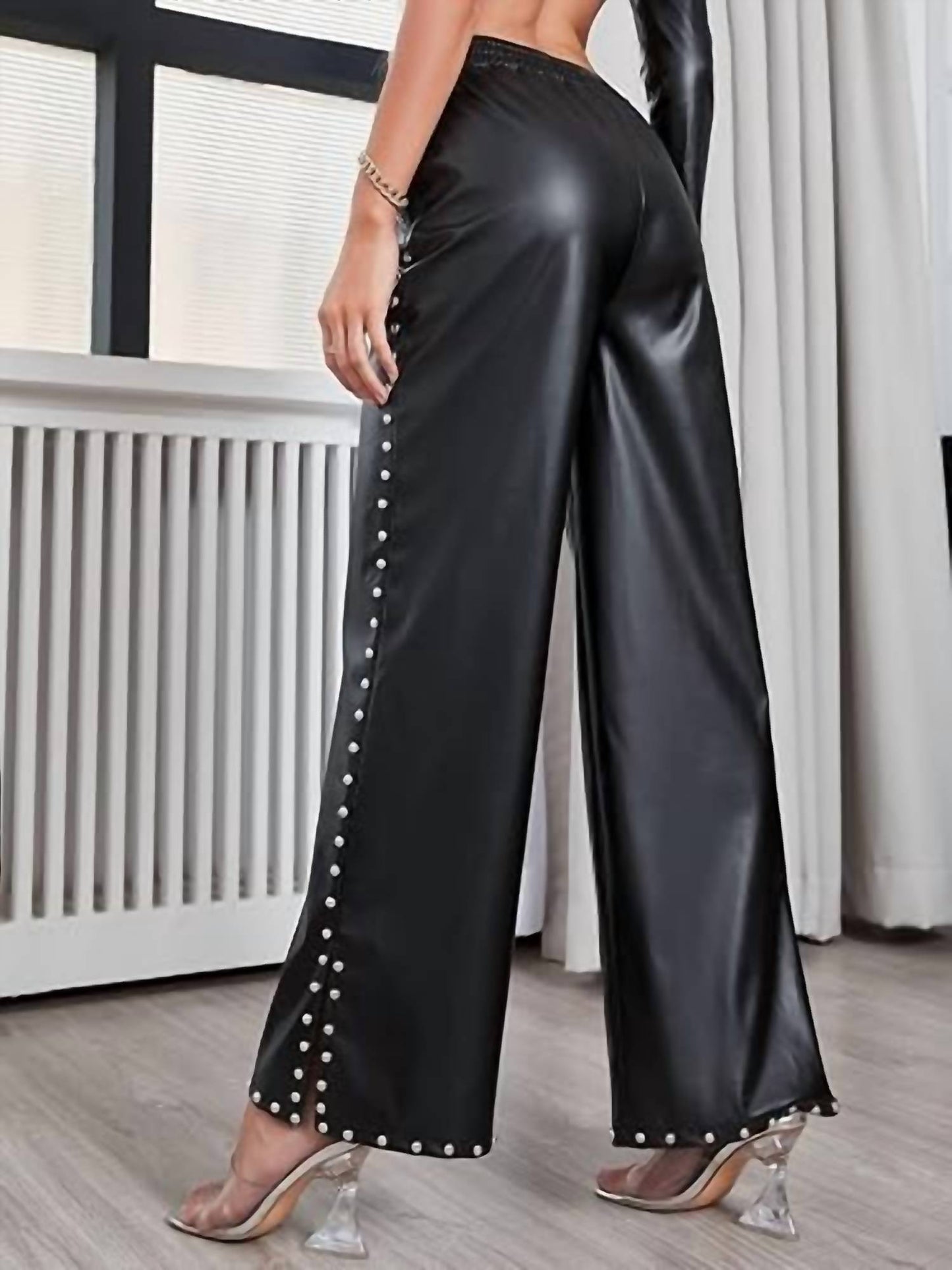 Pleather Wide Leg Pants