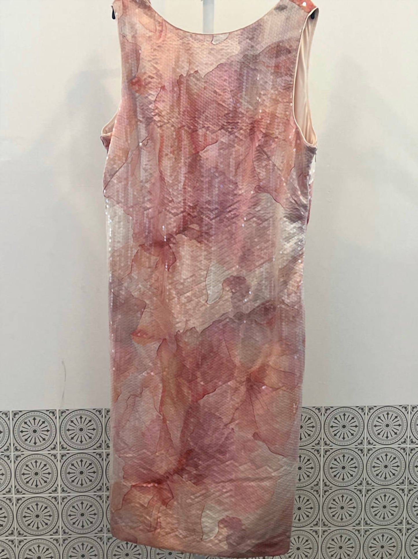 Printed Sequin Sleeveless Sheath Dress