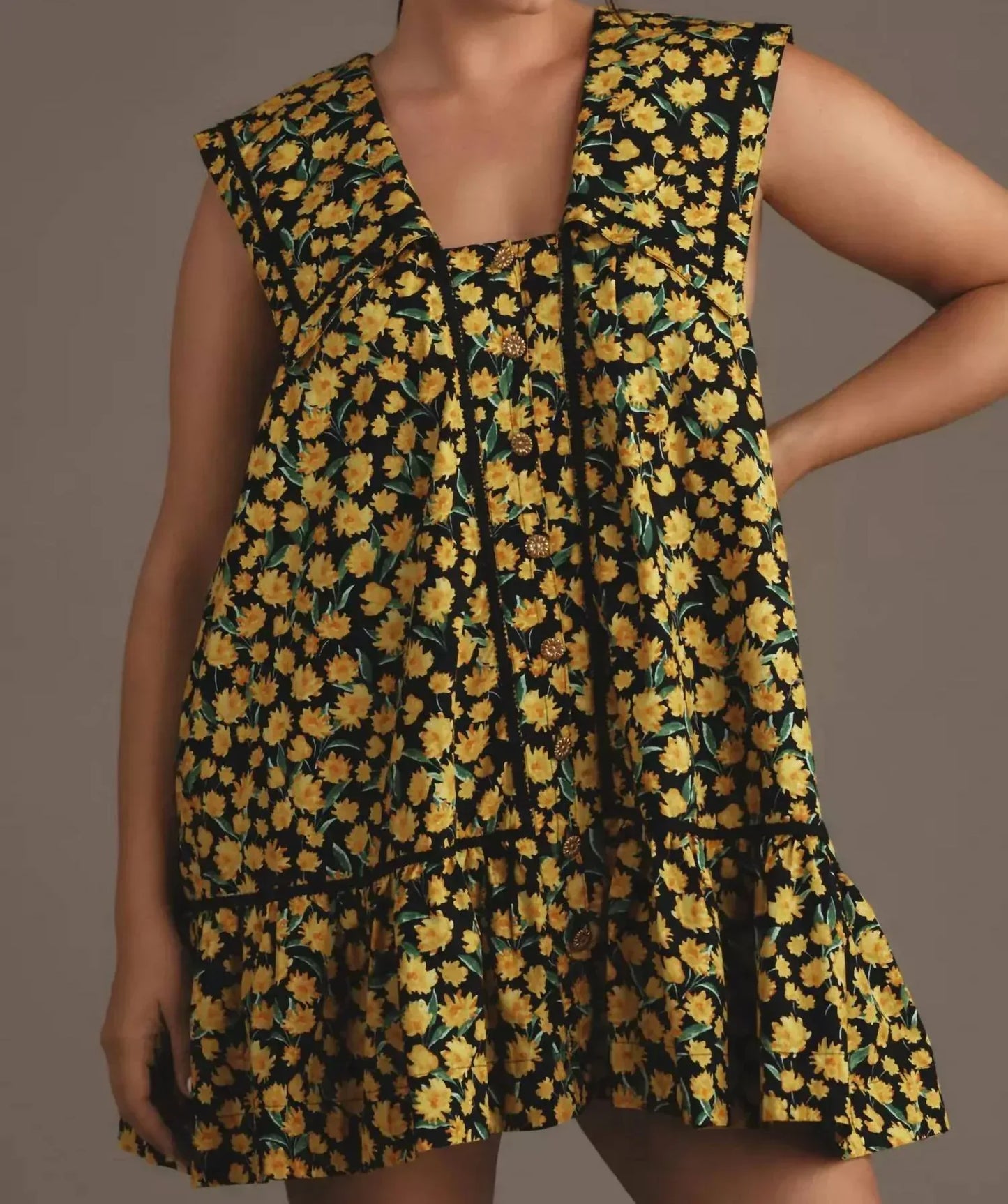 Maeve - Collared Poplin Swing Mini Dress - Rack Hunt
