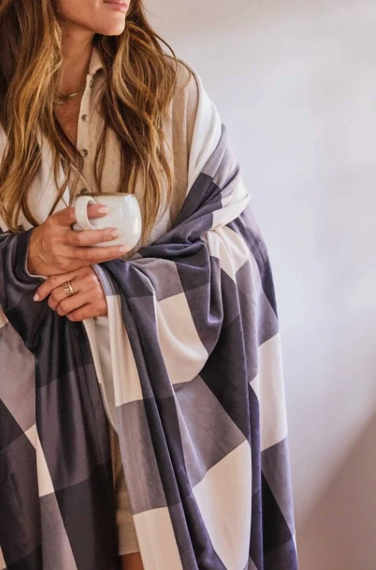 Snowy Gingham Blanket