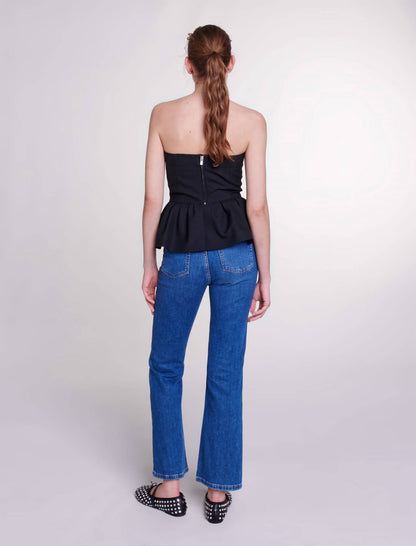 Denim Jeans With Button Front Fly And Front Pockets