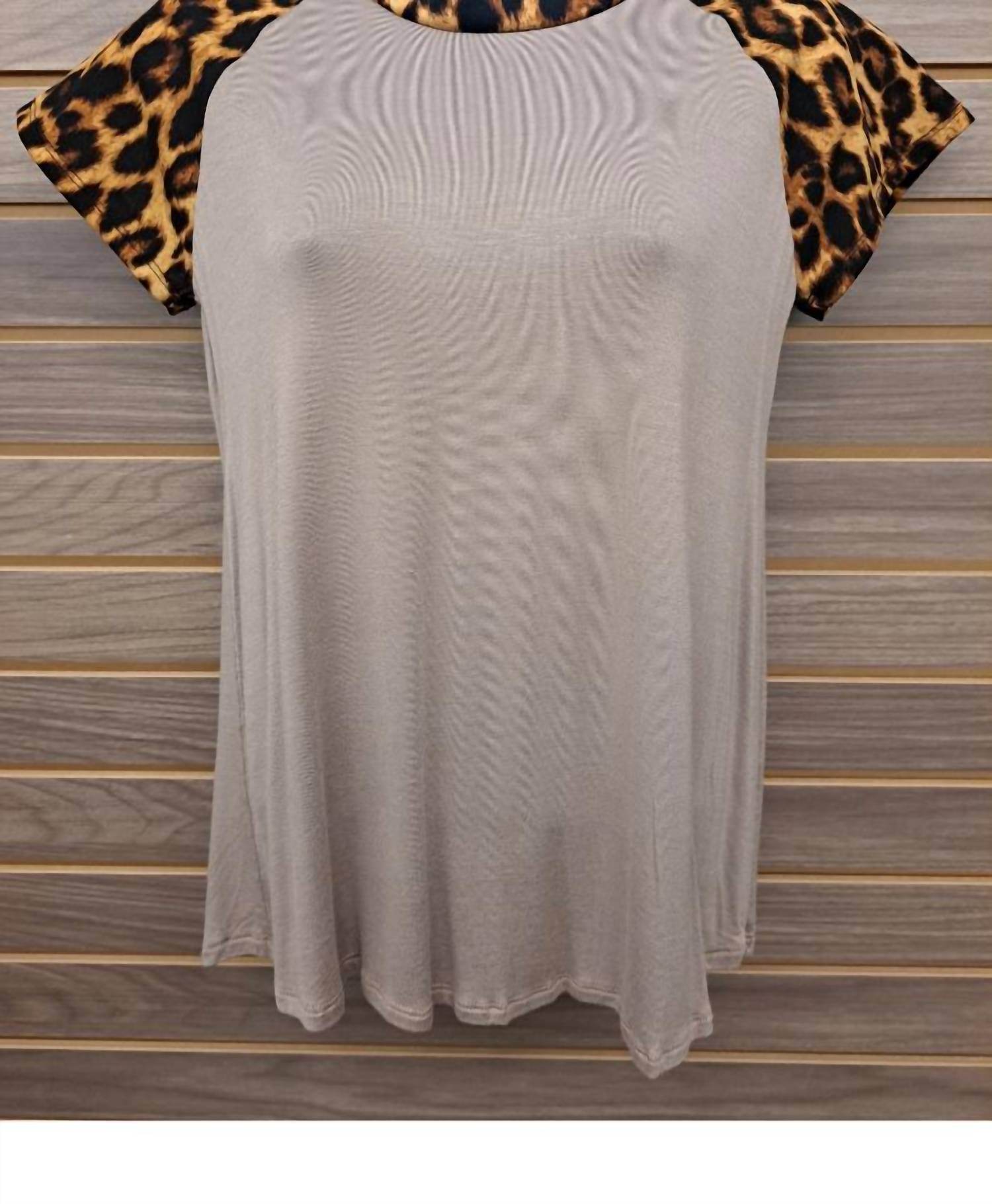 Color Bear - Women's Leopard Sleeve Solid Bodice Tee - Rack Hunt