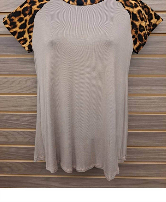 Color Bear - Women's Leopard Sleeve Solid Bodice Tee - Rack Hunt