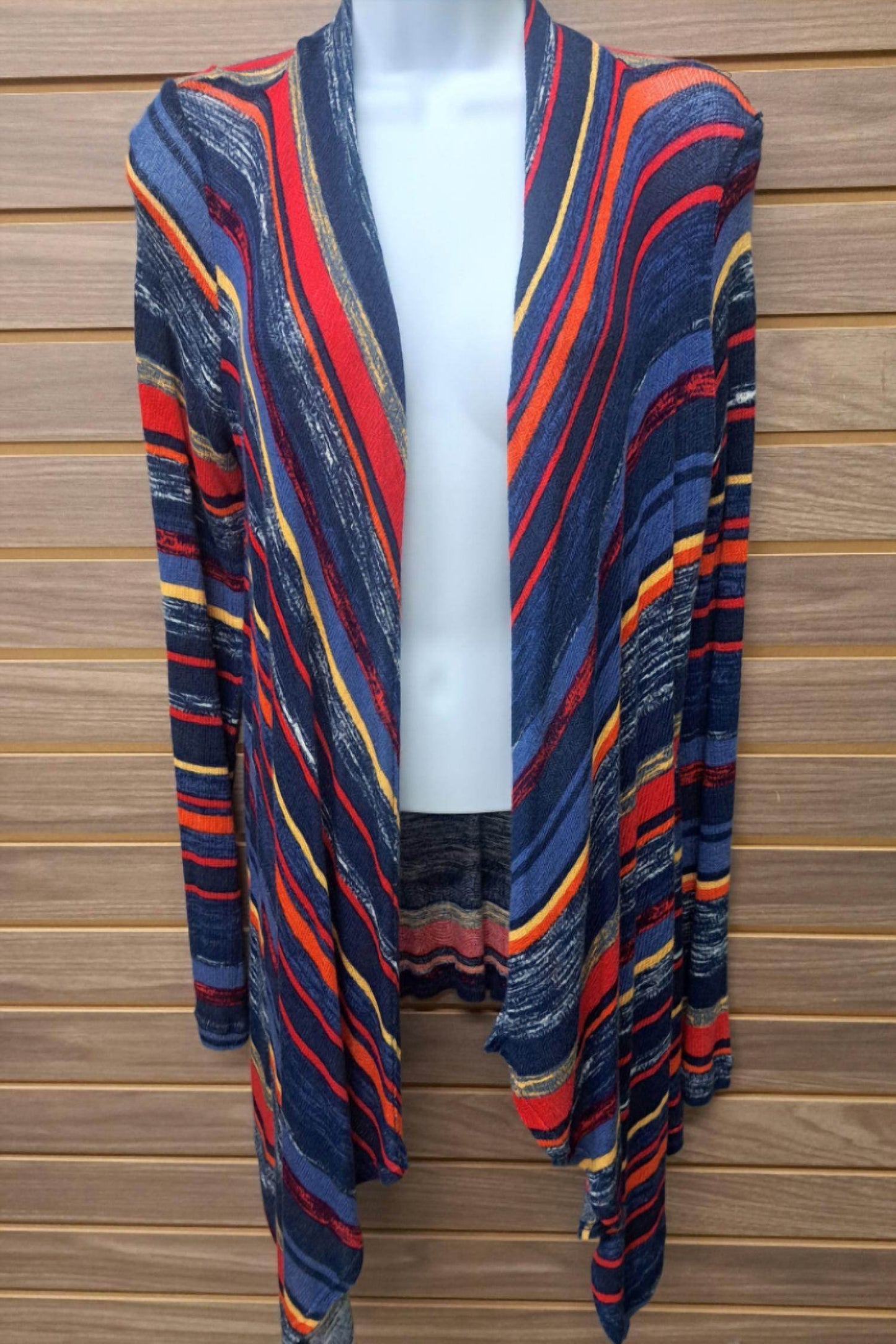 Derek Heart - Women's Colorful Stripes Open Cardigan - Rack Hunt -