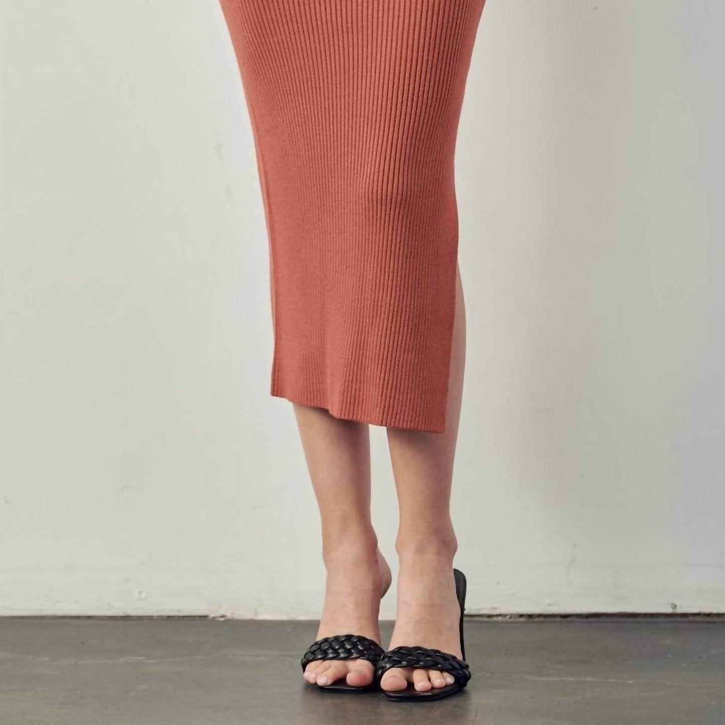 Apple Tree Apparel - Ribbed Knit Slit Skirt - Rack Hunt