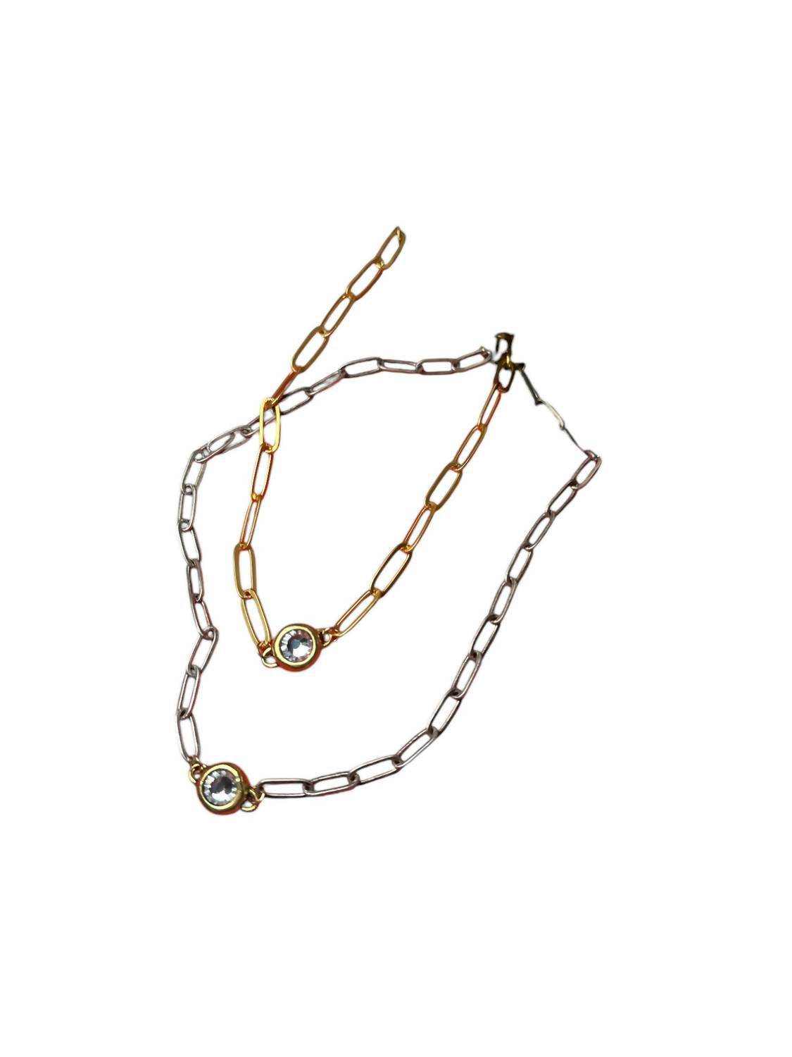 CV Designs - Women's Dainty Crystal Link Necklaces - Rack Hunt -