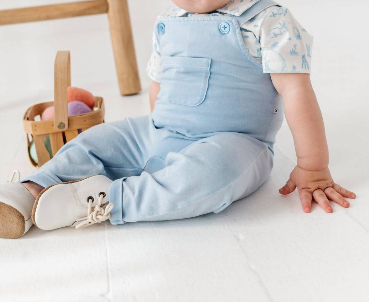 Boys' Bunny Toile Distressed Overall Set