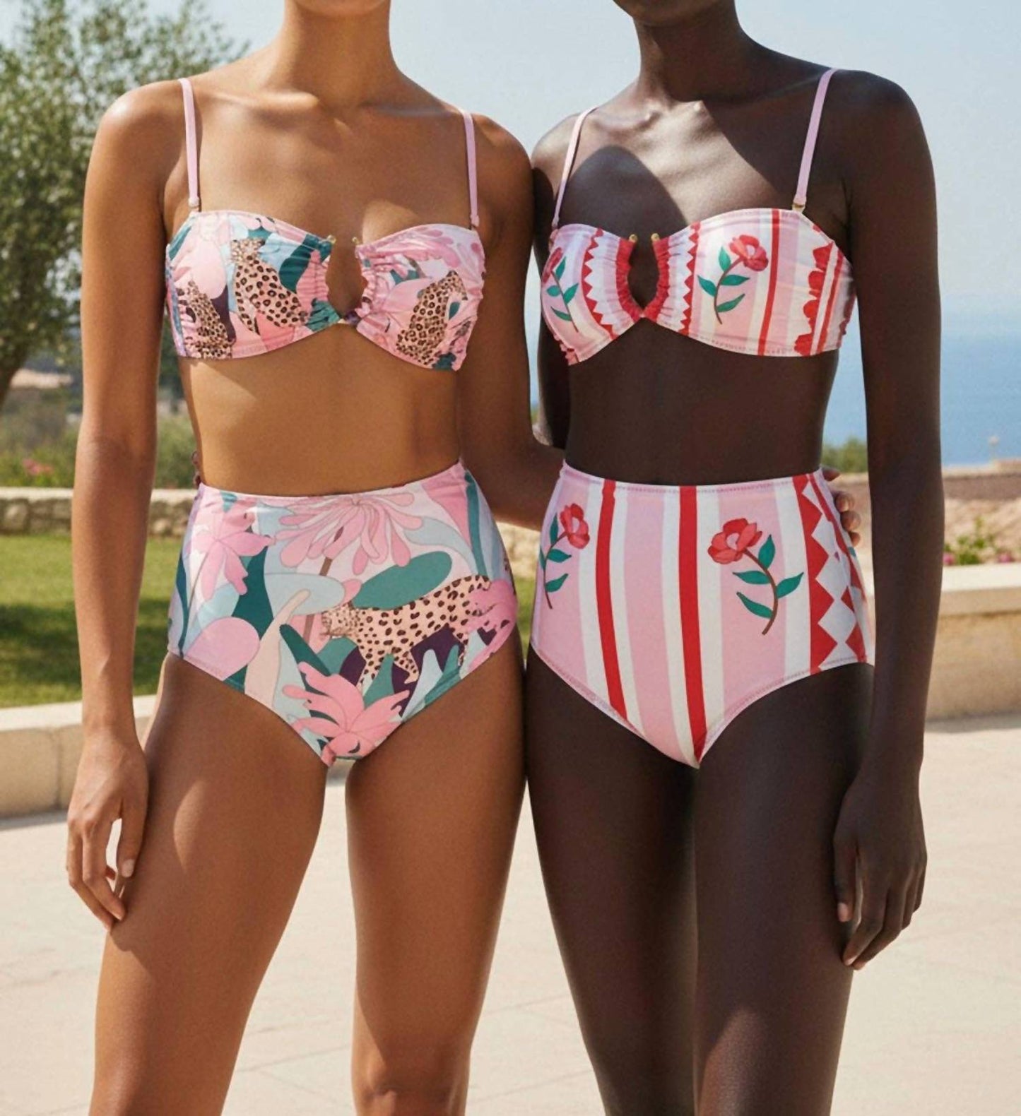Jungle Rose Reversible Square Bandeau Top