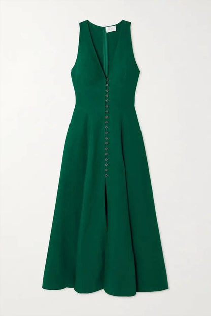 Rose Linen Midi Dress