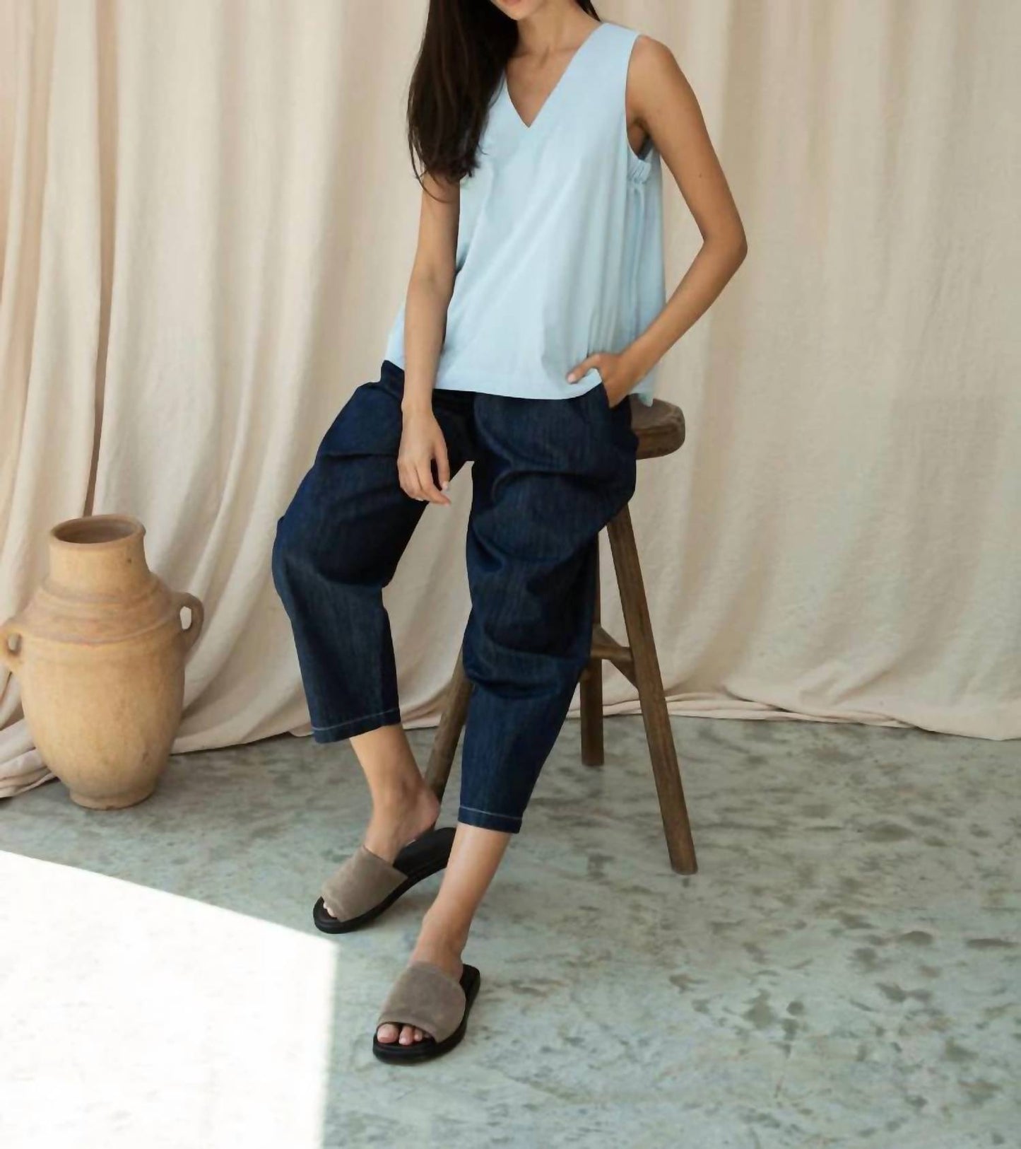 Azure Poplin Top