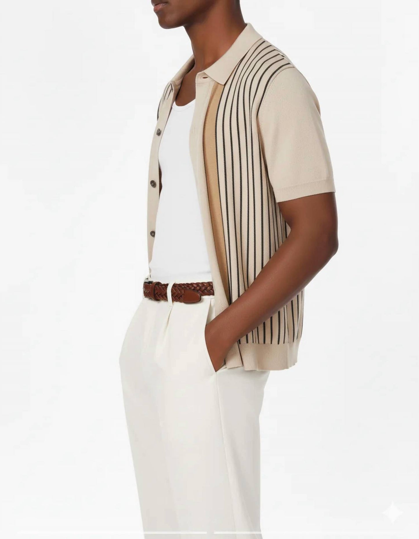 Men's Textured Stripe Polo Shirt