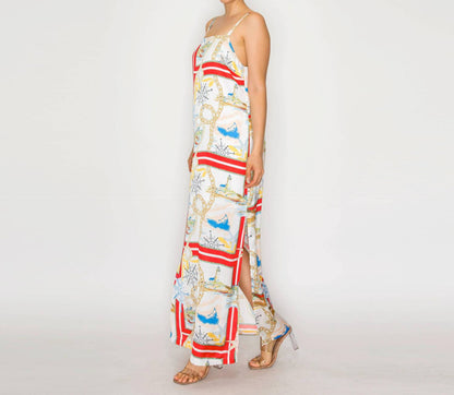 Atlantic Satin Scarf Midi Dress