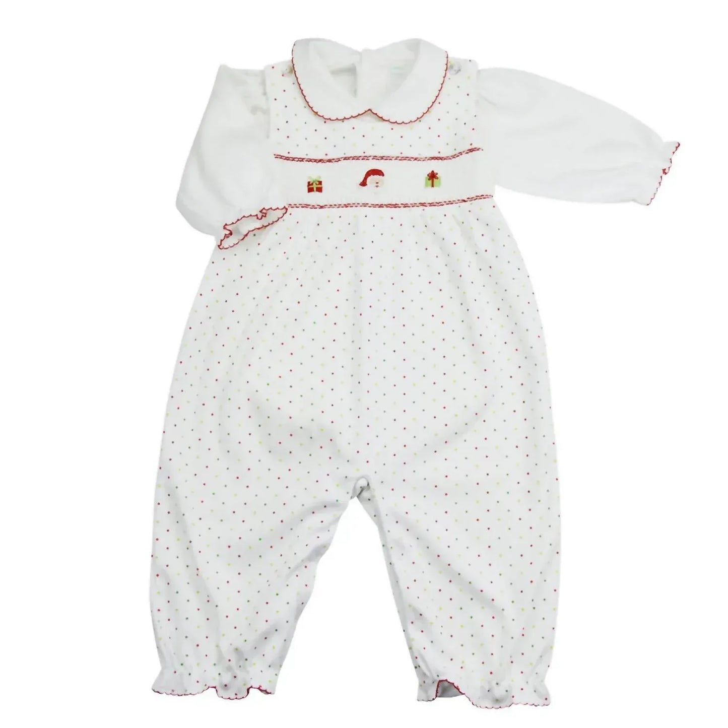 Baby Threads - Baby Girls Tis The Season 2-piece Smocked Romper Set - Rack Hunt