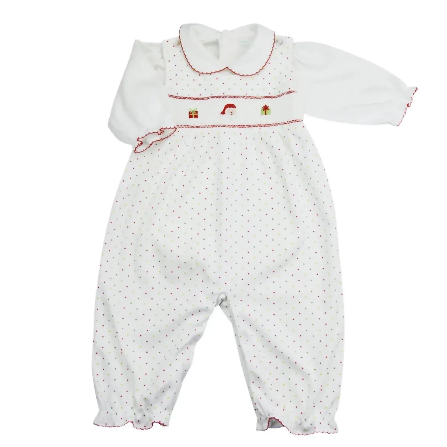 Baby Threads - Baby Girls Tis The Season 2-piece Smocked Romper Set - Rack Hunt