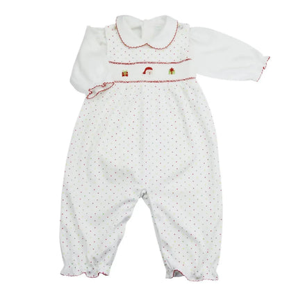 Baby Threads - Baby Girls Tis The Season 2-piece Smocked Romper Set - Rack Hunt