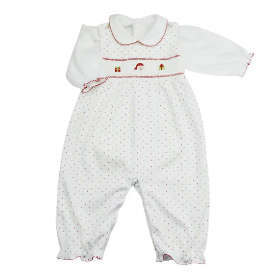 Baby Threads - Baby Girls Tis The Season 2-piece Smocked Romper Set - Rack Hunt