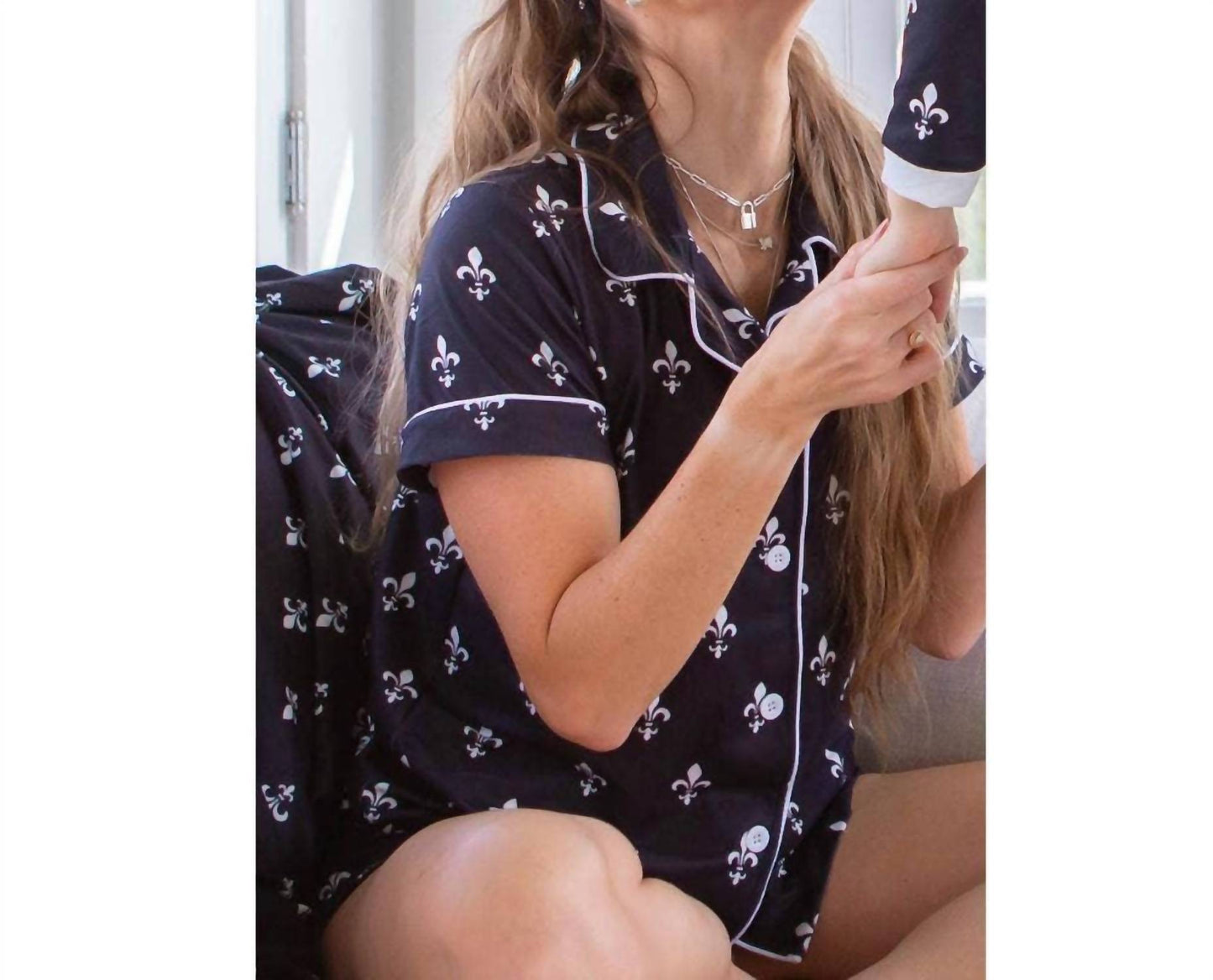 Fleur De Lis Button Down Shirt Pajama