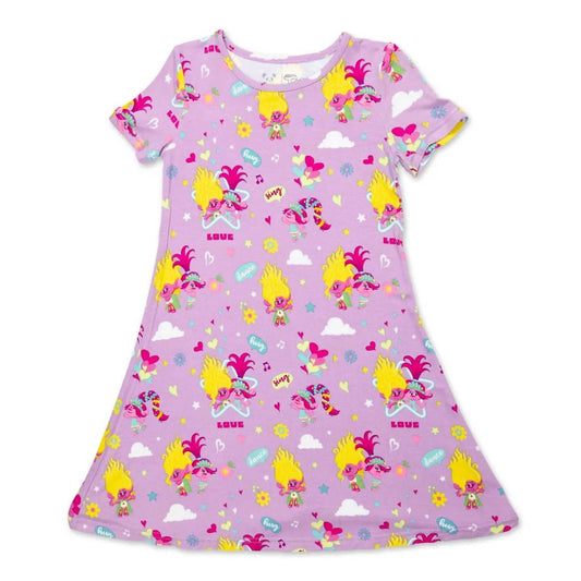 Girls' Trolls Bamboo Short Sleeve Dress