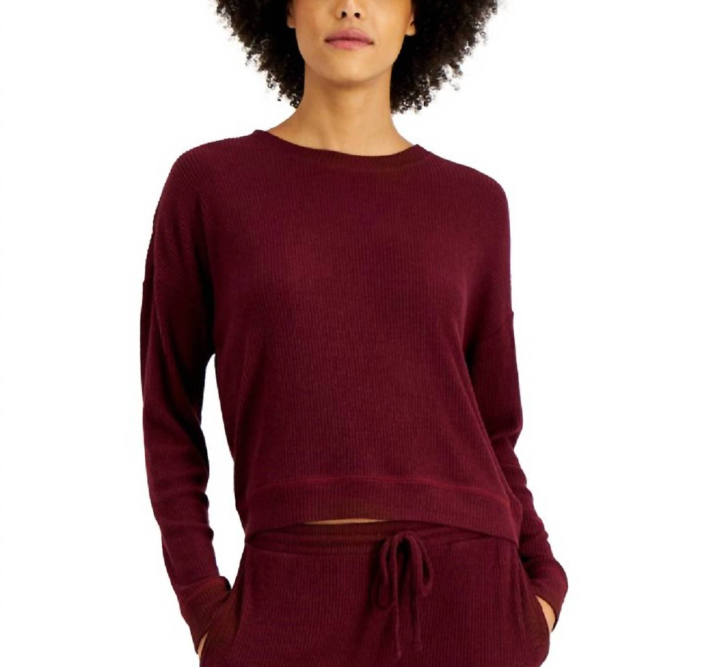 Ribbed Solid Pajama Top