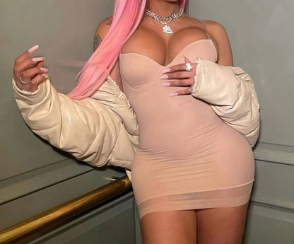 Coming Outside To Play Bodycon Revealing Mini Slip Dress