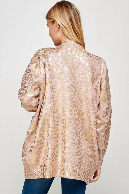 Foil Animal Print Long Cardigan