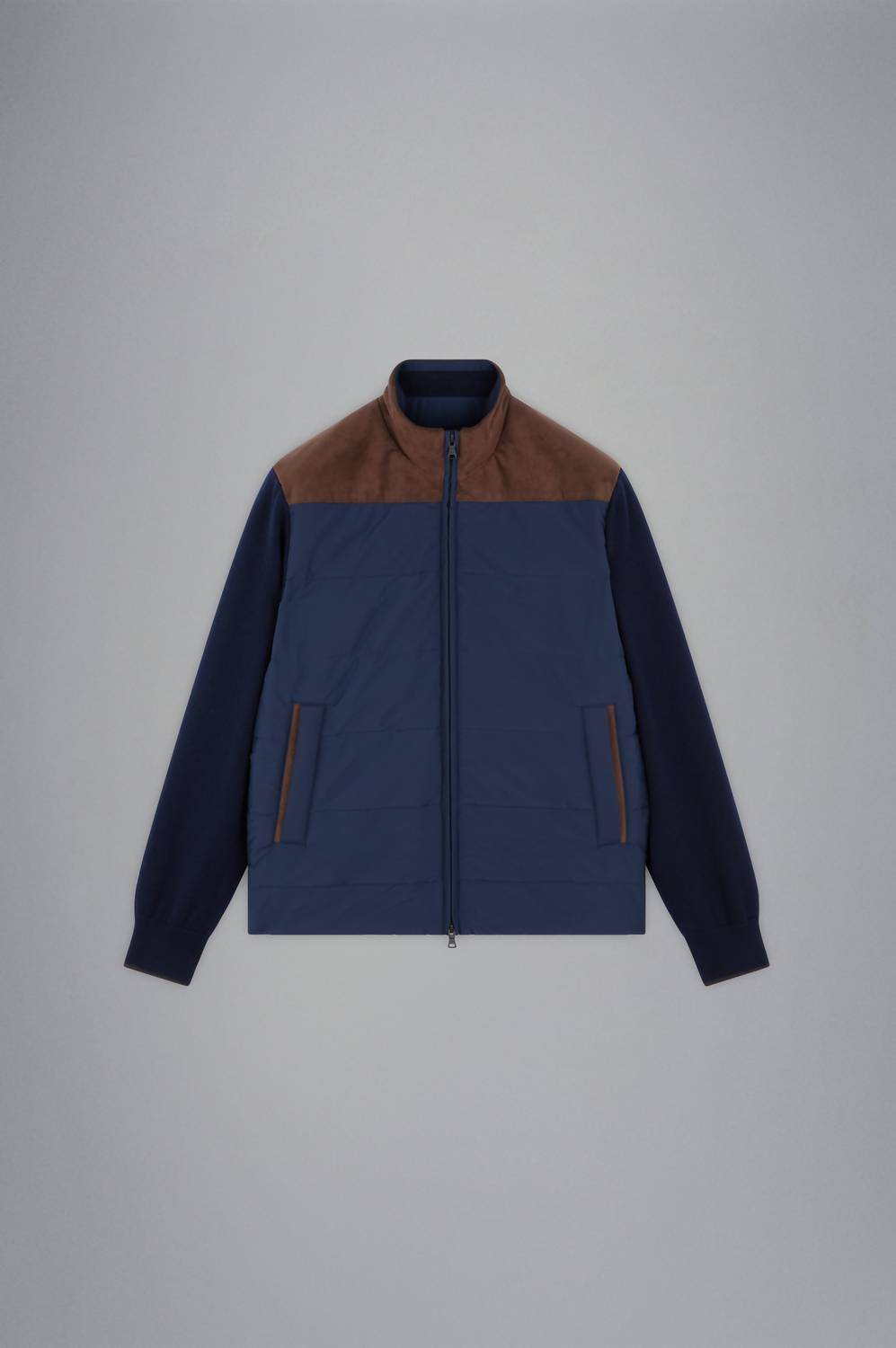 Paul & Shark - Men's Wool Full Zip Hybrid Jacket With Typhoon Platinum & Alcantara - Rack Hunt -