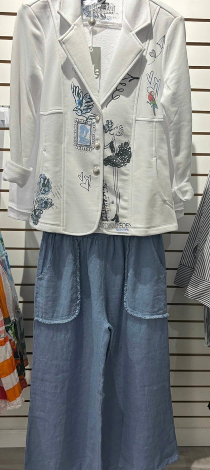 Women's Fray Pocket Linen Pant
