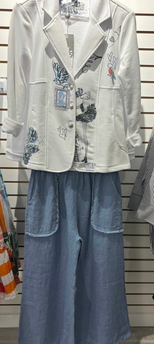 Women's Fray Pocket Linen Pant