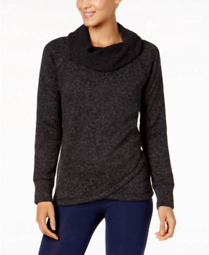 Cowl-neck Cross-over Hem Pullover Top