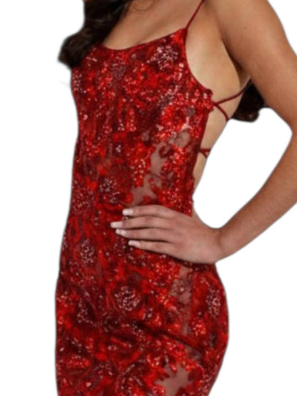 Sequin Embellished Sleeveless Prom Dress