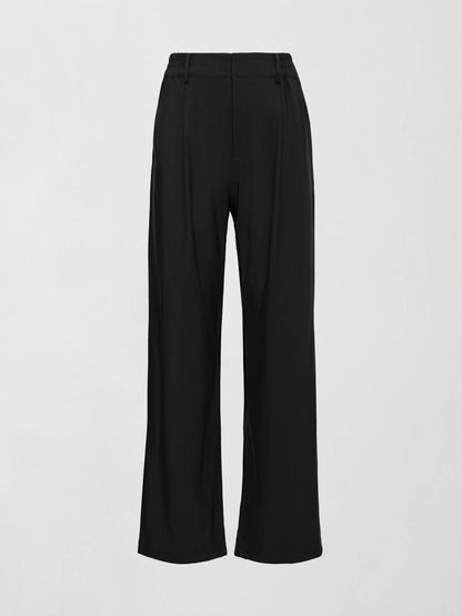 Stretch Woven Tailored Fit Wide Leg Pants