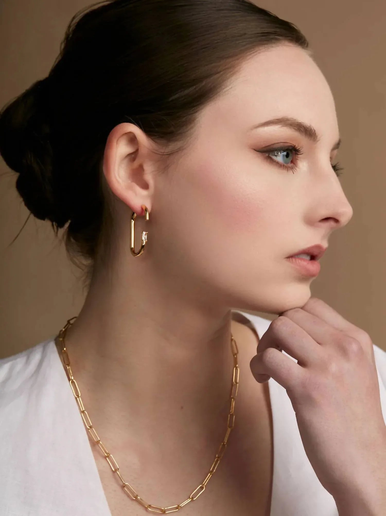 Rho - Women's Deconstructed Crystal Link Hoop Earring - Rack Hunt