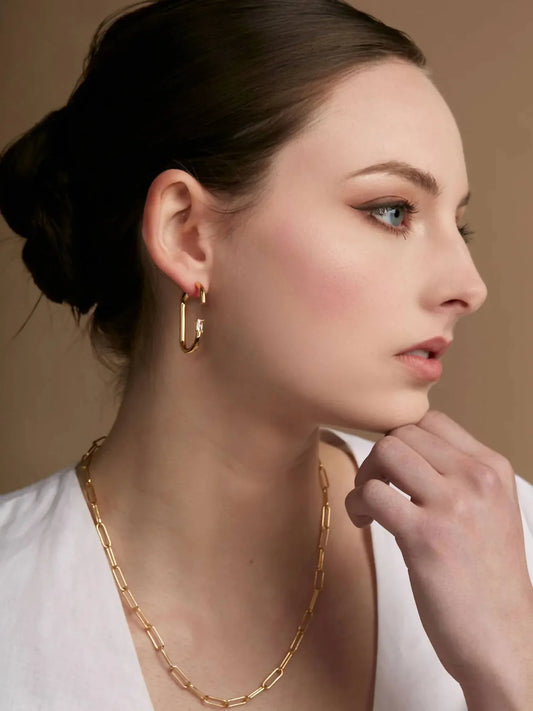 Rho - Women's Deconstructed Crystal Link Hoop Earring - Rack Hunt