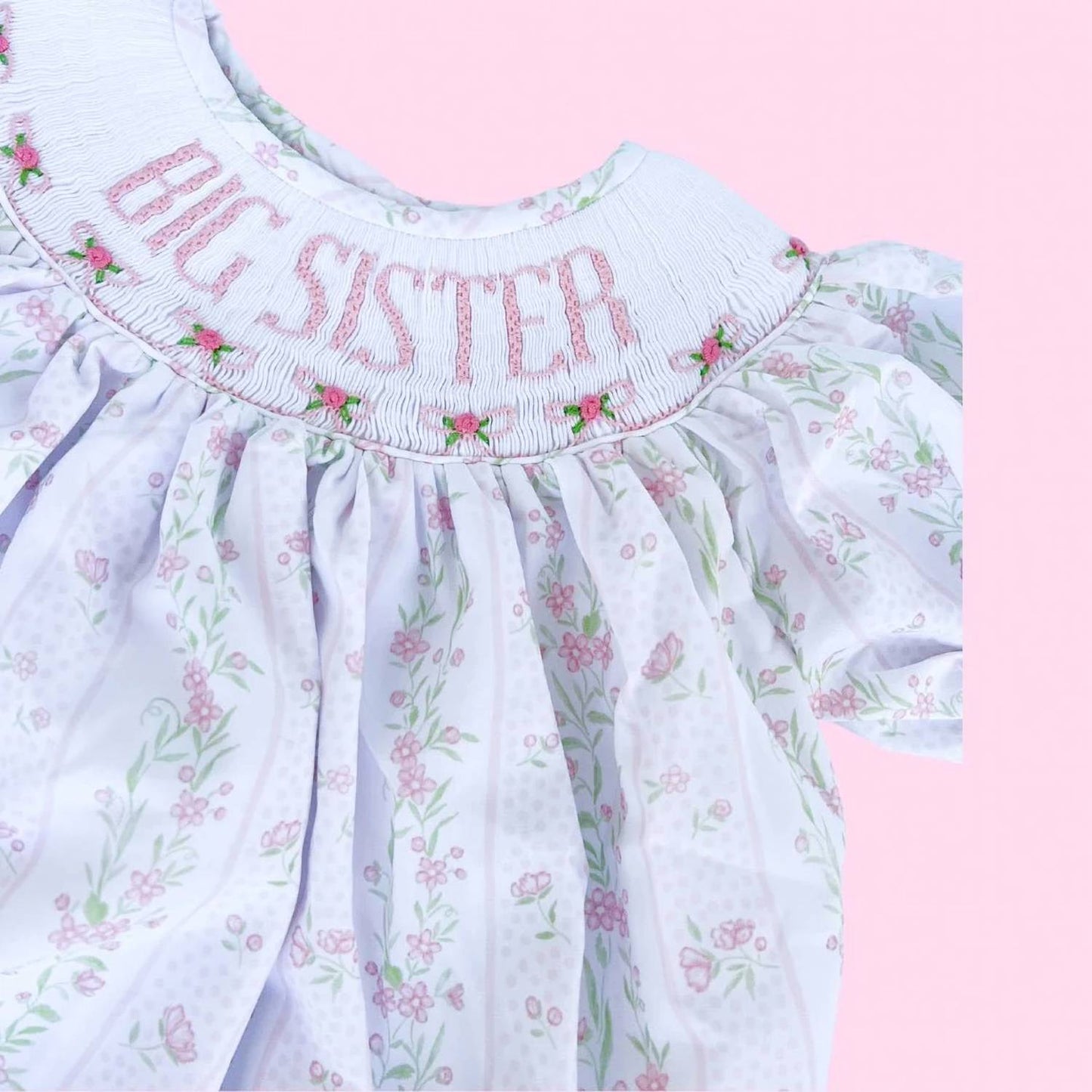 Kids Floral Big Sister Smocked Dress