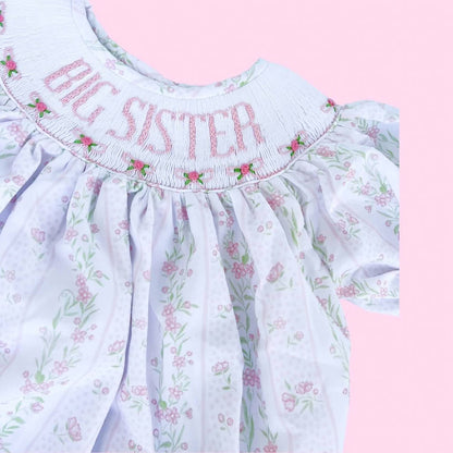 Kids Floral Big Sister Smocked Dress