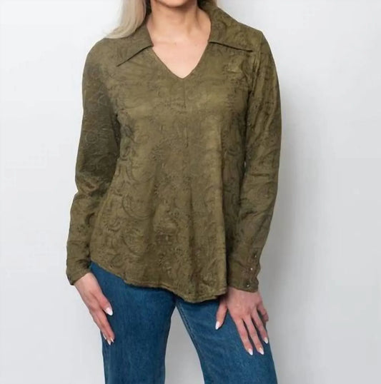SNO SKINS - Embroidered Suede Johnny Collar Shirt - Rack Hunt