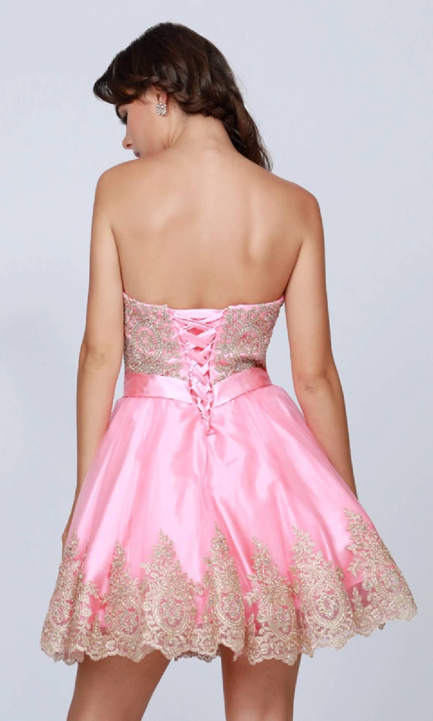 Embellished Baby Doll Strapless Party Dress